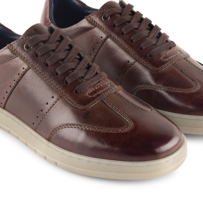 Marco Leather Smart Casual Trainers - Brown