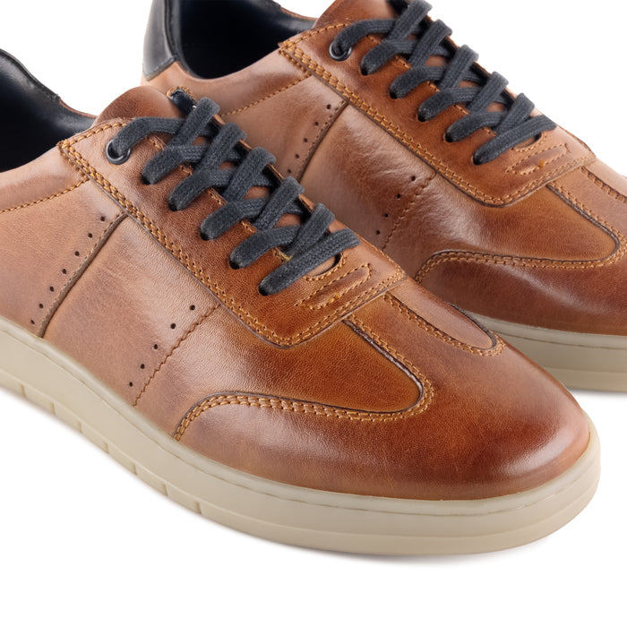 Marco Leather Smart Casual Trainers - Tan