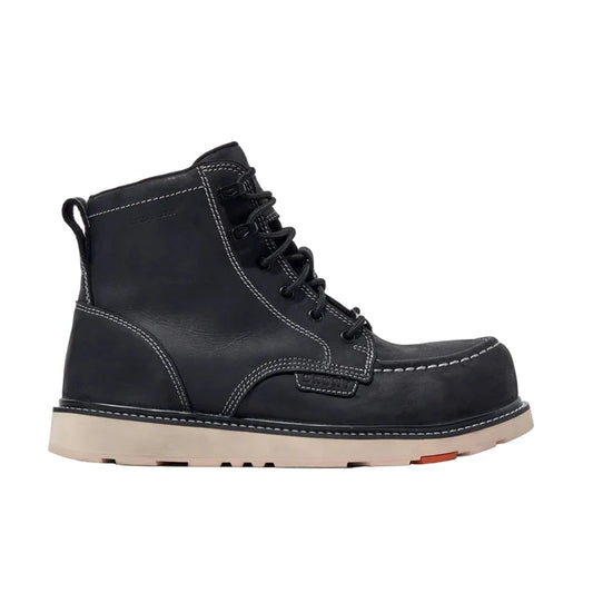 BRUNT Marin 6 inch waterproof soft toe work boot in black, right side view