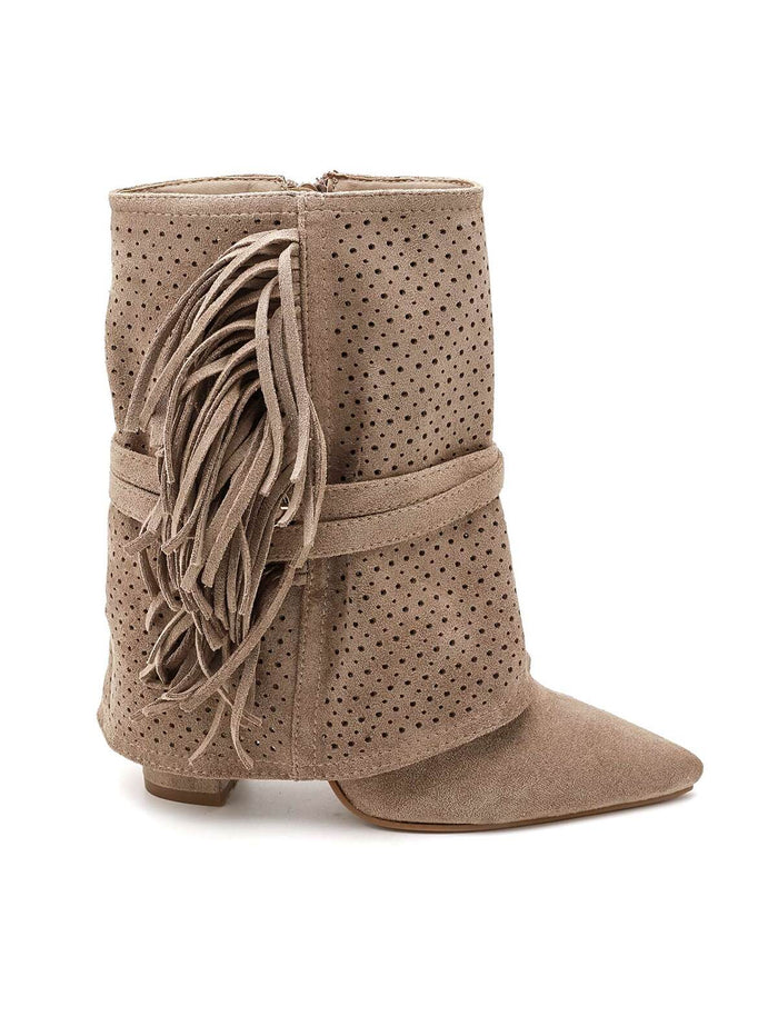 "Marley" fringe boots taupe