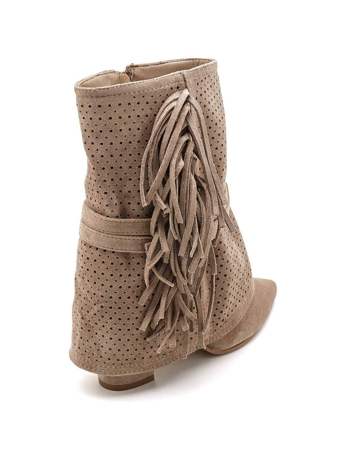 "Marley" fringe boots taupe