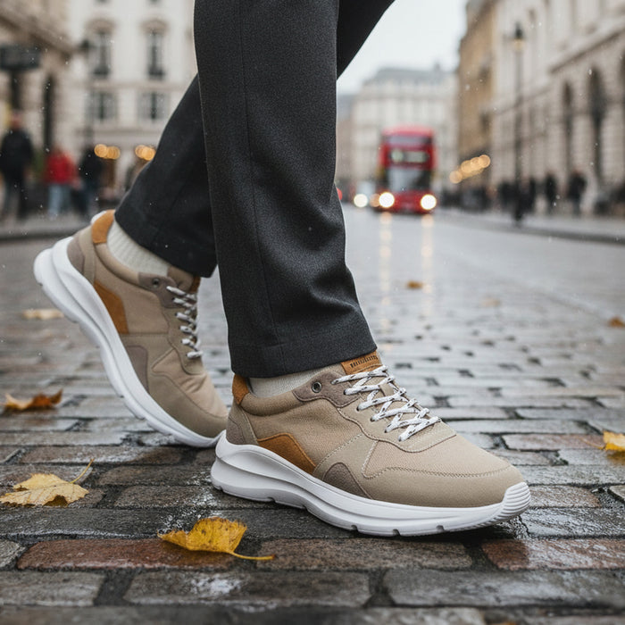 Mayfair Suede Smart Casual Trainers - Beige