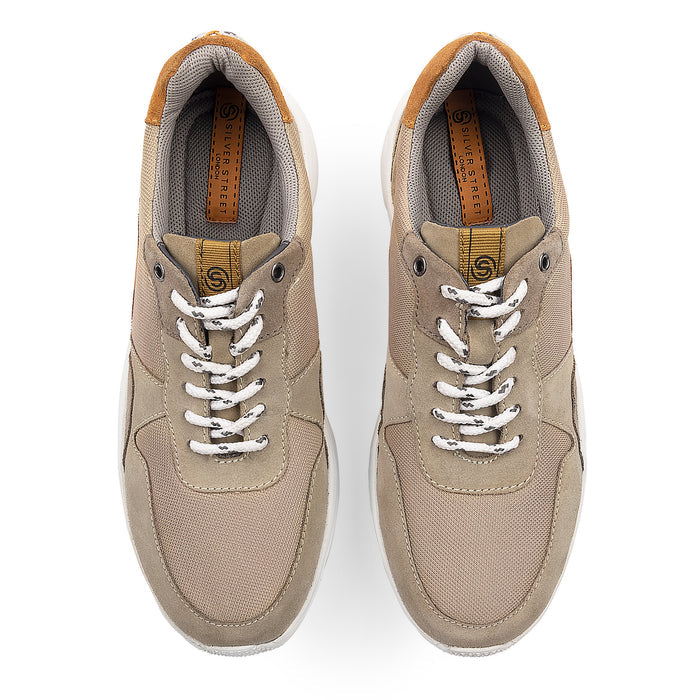 Mayfair Suede Smart Casual Trainers - Beige