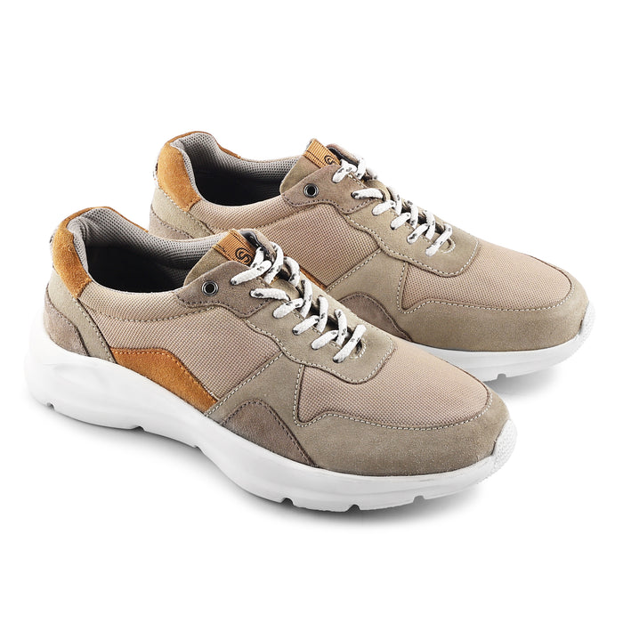 Mayfair Suede Smart Casual Trainers - Beige