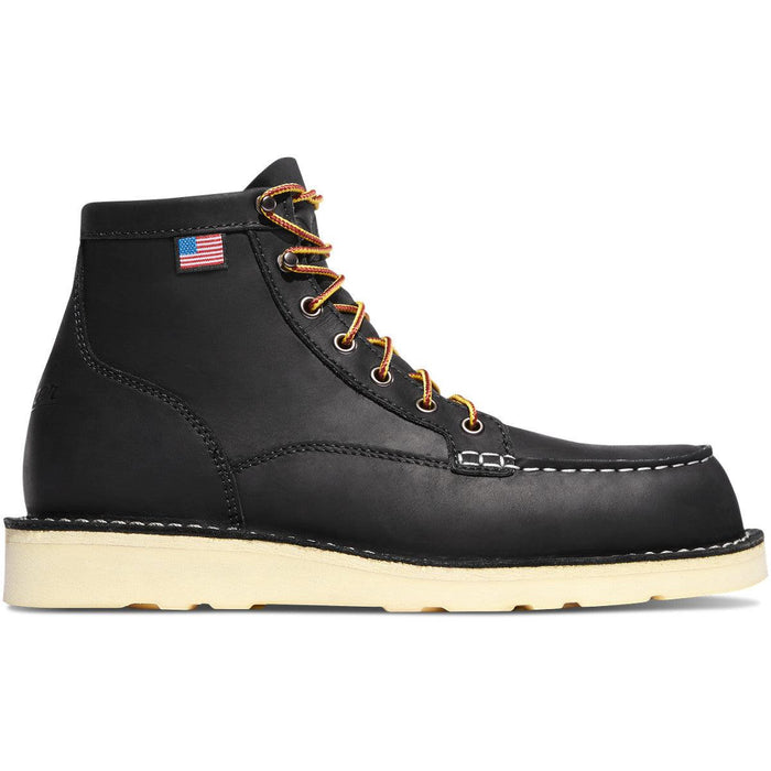 USA made Danner Bull Run 6-inch moc toe work boot in black, available in wide widths