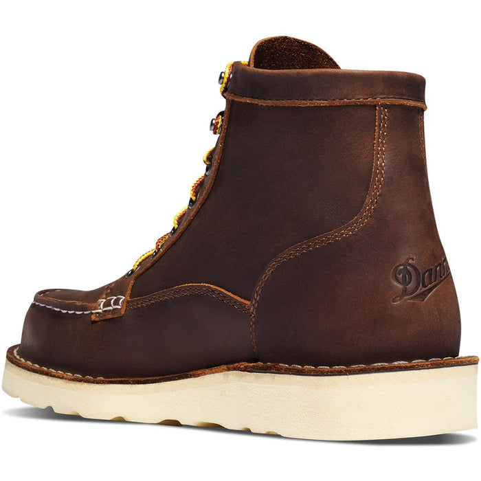 Danner Bull Run 6-inch steel toe work boot in brown full grain leather, detail product view