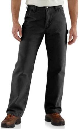Carhartt B111 flannel lined washed duck loose fit work pant in black