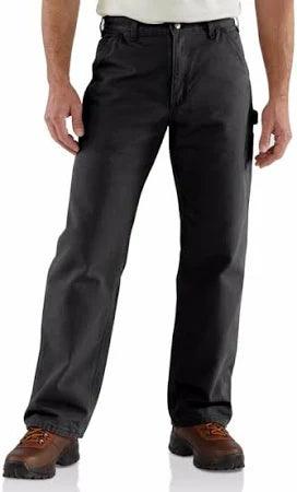 Carhartt black flannel lined washed duck work pant, alternate view, big and tall sizing