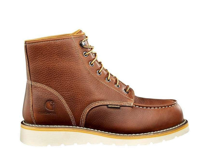 Carhartt 6-inch steel toe waterproof work boot with wedge outsole, ASTM safety toe