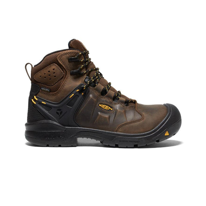 USA made Keen Utility Dover 6-inch waterproof carbon toe work boot in dark earth, EH rated