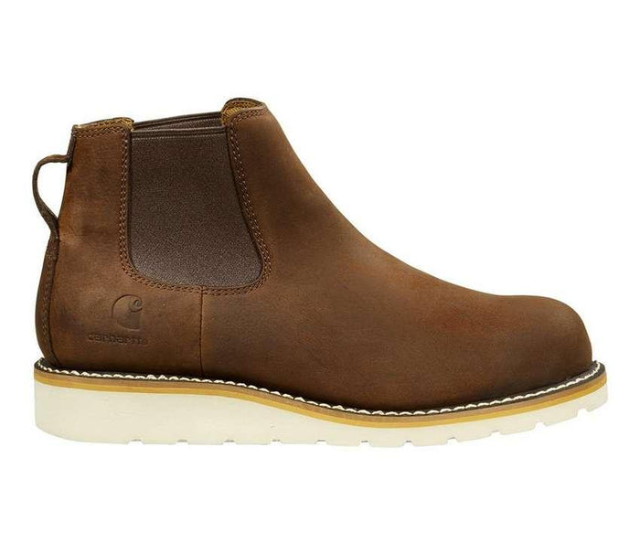 Carhartt wedge Chelsea steel toe pull-on work boot in brown, ASTM safety toe
