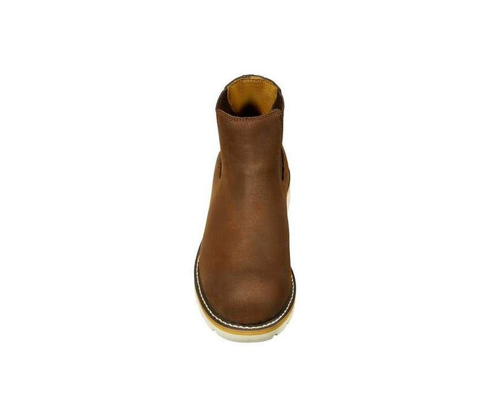 Carhartt brown steel toe Chelsea boot, additional view of the leather upper