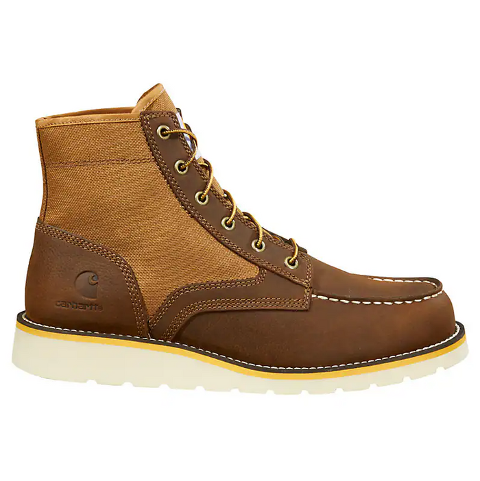 Carhartt 6-inch moc toe wedge work boot in brown leather and nylon