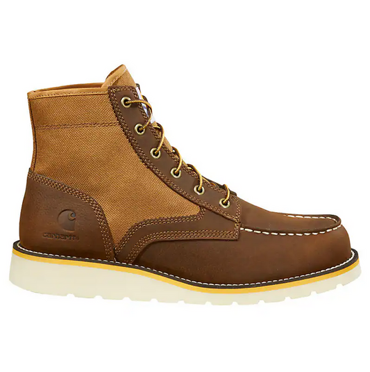 Carhartt 6-inch moc toe wedge work boot in brown leather and nylon