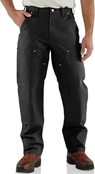 Carhartt men's loose fit firm duck double-front work pant in black with reinforced knees
