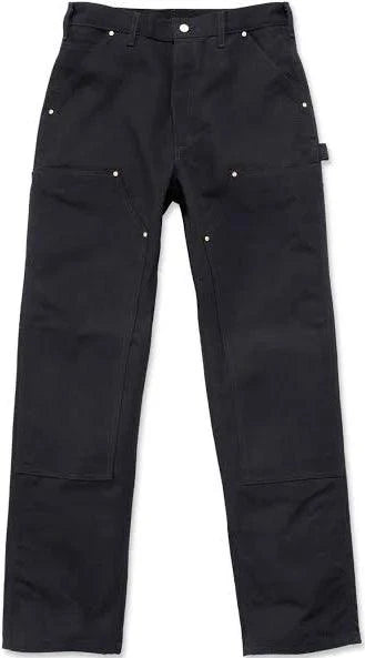Carhartt black firm duck double-front work pant, alternate view of the leg pockets