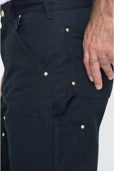 Black Carhartt loose fit firm duck work pant, further view, big and tall sizing