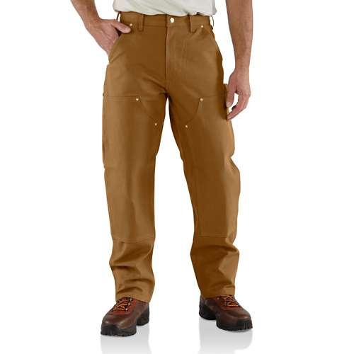 Carhartt men's loose fit firm duck double-front work pant in brown with reinforced knees