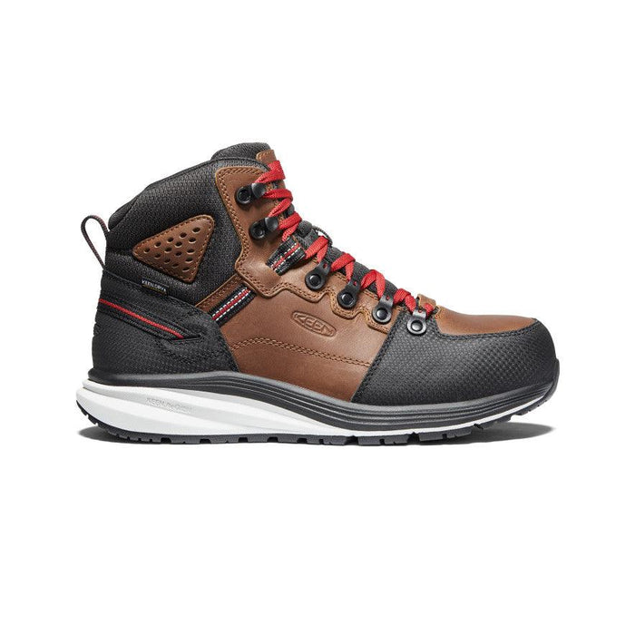 Keen Utility Red Hook mid waterproof carbon toe work boot in tobacco and black, EH rated