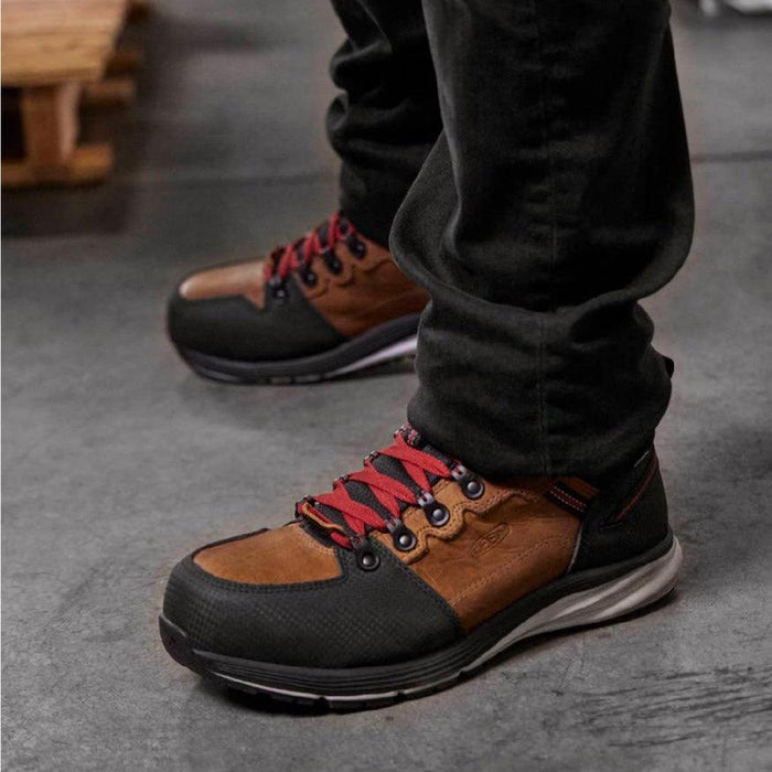 Left side view of the Keen Utility Red Hook mid waterproof carbon fiber toe work boot