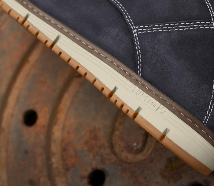 Feature graphic for the Keen Utility San Jose boot highlighting Luftcell cushioning technology