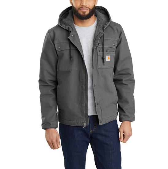Carhartt sherpa lined washed duck hooded utility work jacket, alternate product view