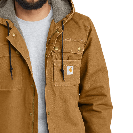 Carhartt washed duck sherpa-lined utility jacket in brown, additional product image