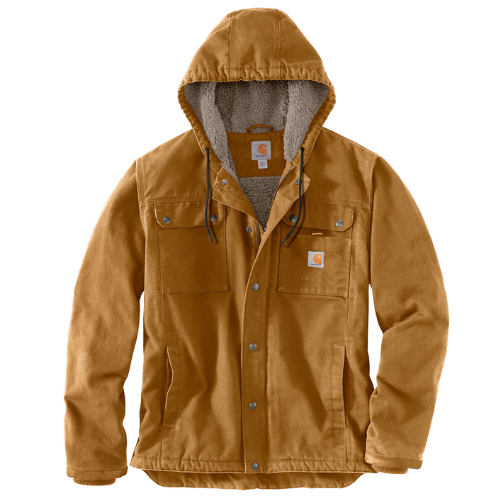 Carhartt washed duck sherpa-lined utility jacket in brown, further product image