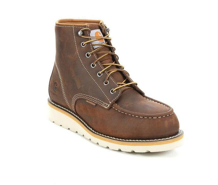Carhartt waterproof steel toe wedge boot, alternate view of the leather upper