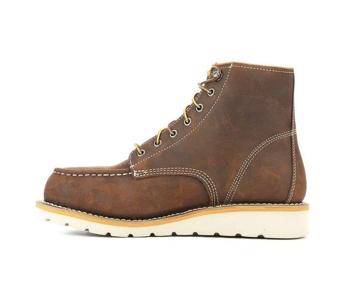 Carhartt 6-inch steel toe wedge boot, detail view of the outsole and midsole