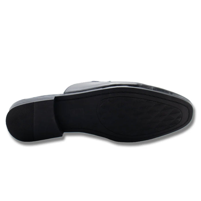 Miami Leather Slip On Loafers- Black
