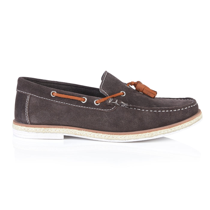 Milford Suede Leather Tassel Loafers - Grey