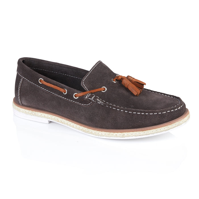 Milford Suede Leather Tassel Loafers - Grey