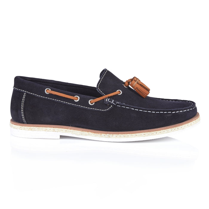 Milford Suede Leather Tassel Loafers - Navy