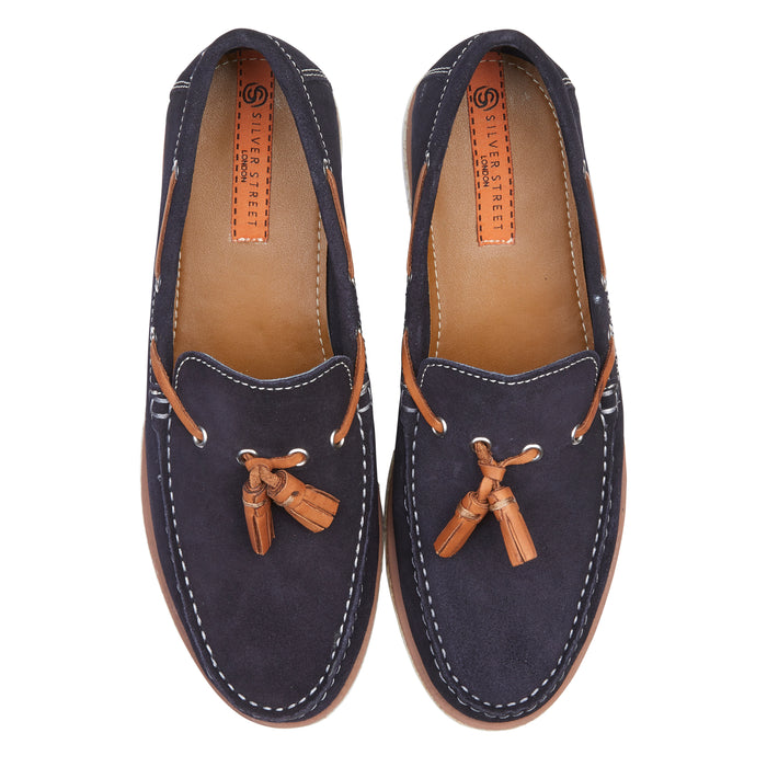Milford Suede Leather Tassel Loafers - Navy