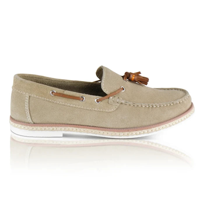 Milford Suede Leather Tassel Loafers - Sand