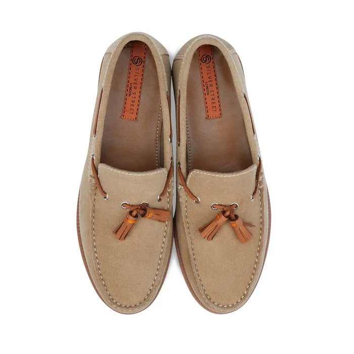 Milford Suede Leather Tassel Loafers - Sand