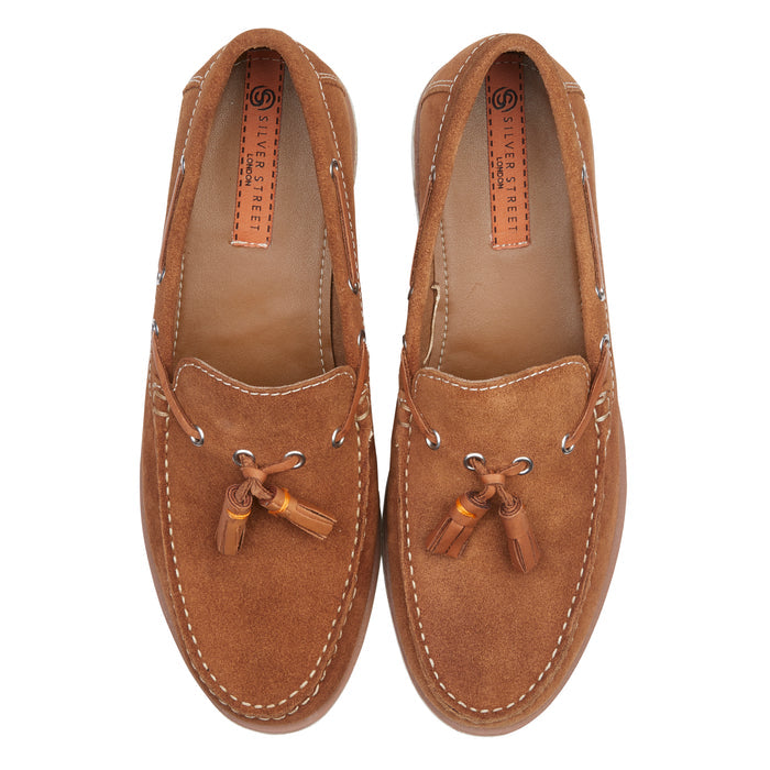 Milford Suede Leather Tassel Loafers - Tan