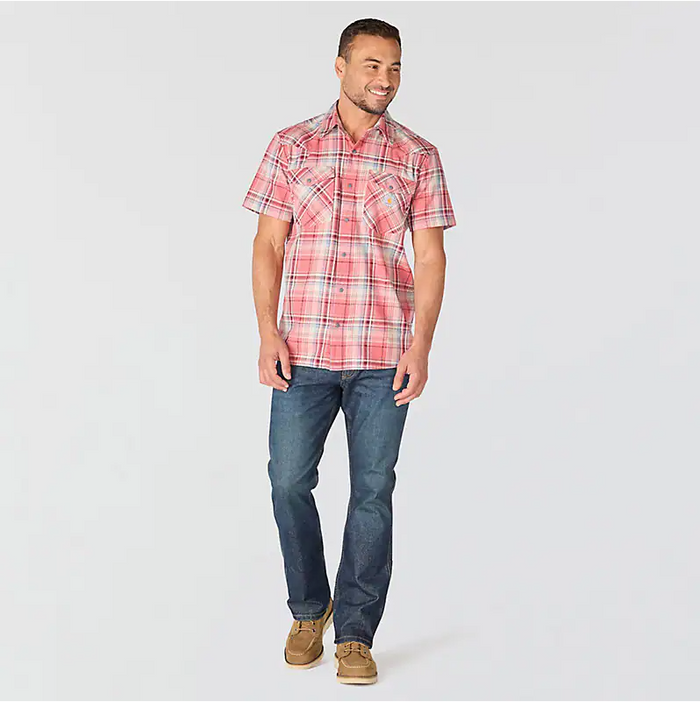 Montana Bozeman Relaxed SS Plaid Shirt- Light Amber