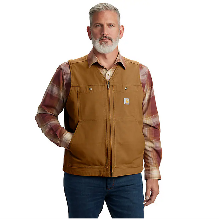 Carhartt Montana relaxed fit duck vest in Carhartt brown