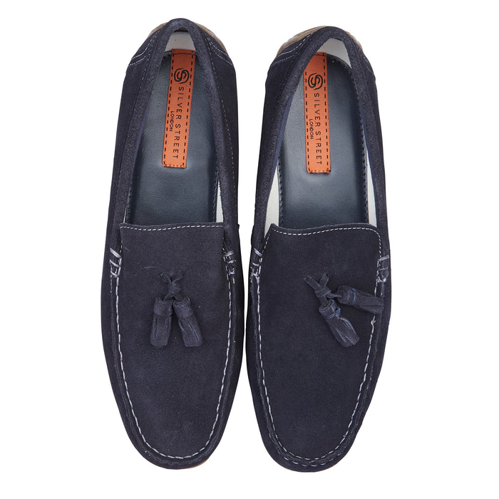 Monza Suede Leather Tassel Loafers - Blue