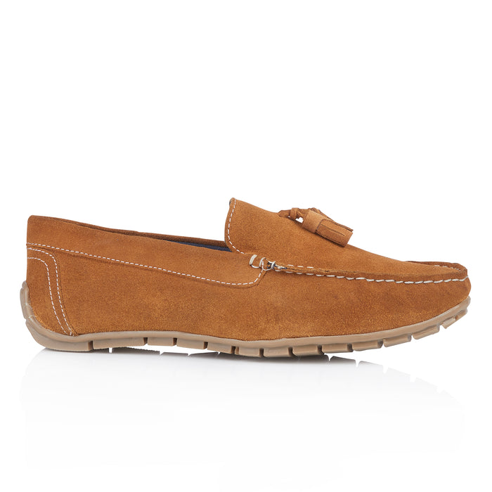 Monza Suede Leather Tassel Loafers - Tan