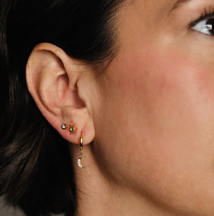 Moon and Star Huggie Hoop Earrings