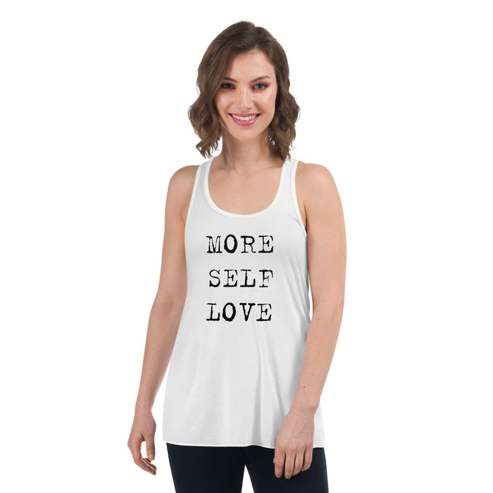 More Self Love Print Graphic Flowy Racerback Tank - Women - Bloom Seventy Seven
