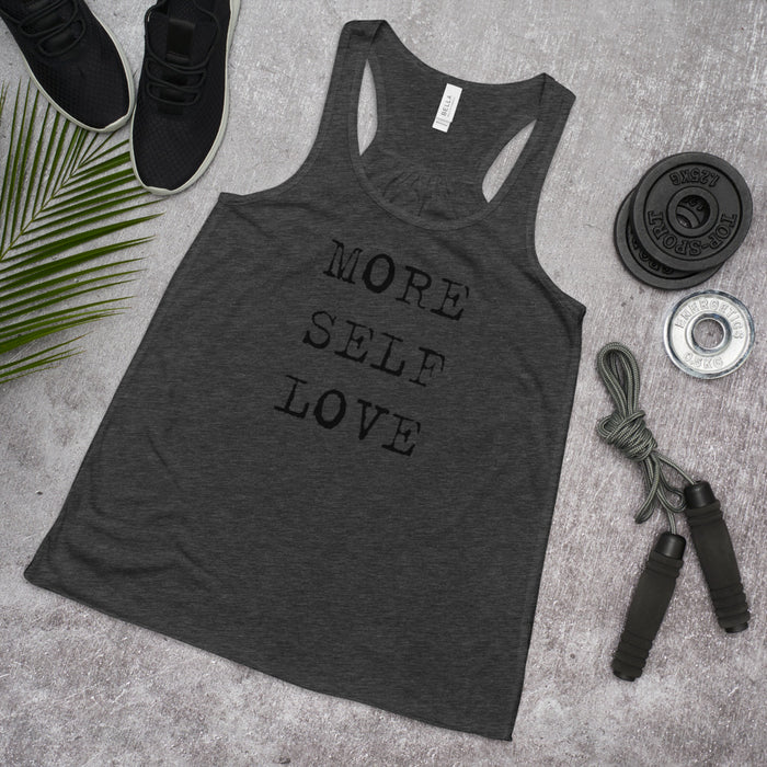 More Self Love Print Graphic Flowy Racerback Tank - Women - Bloom Seventy Seven
