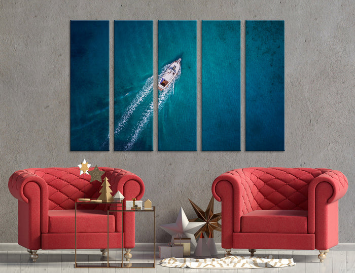 Motor Boat at Sea Canvas Print #7037