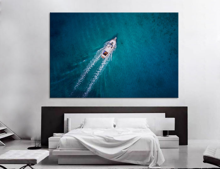 Motor Boat at Sea Canvas Print #7037