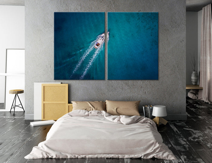 Motor Boat at Sea Canvas Print #7037