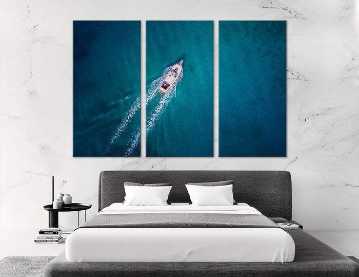 Motor Boat at Sea Canvas Print #7037