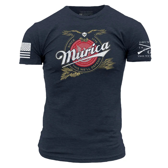 Grunt Style Murica Since 1776 graphic tee in midnight navy, front view